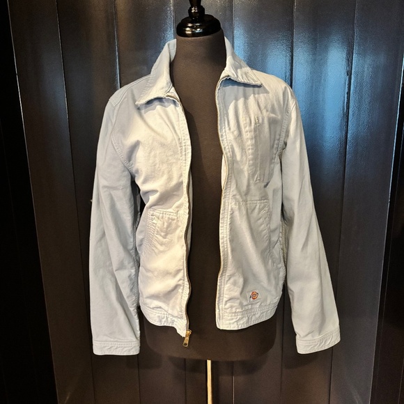 Dickies Women’s Eisenhower Jacket Light Blue Workwear Zip Front X small - Picture 1 of 10